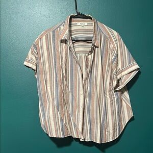 Madewell Blue and pink Button Down Shirt